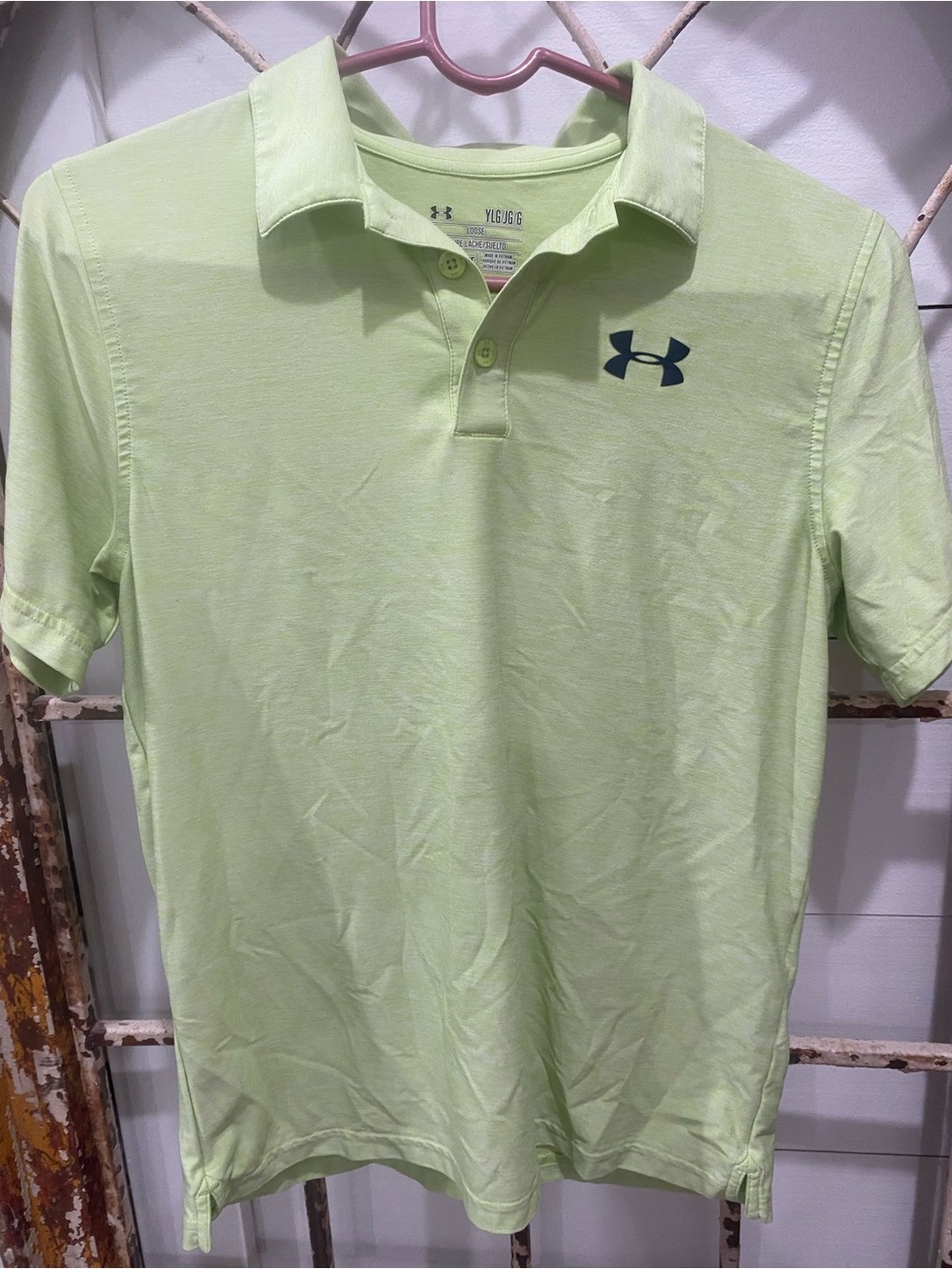 Under Armour boys Lime Green Polo Shirt heatgear loose